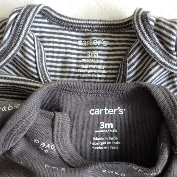 carter's 2-pack gray cotton short sleeve bodysuit diaper shirt bundle 3 months - Picture 2 of 7